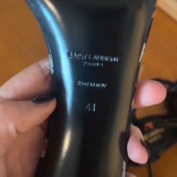 Saint Laurent Bea Ankle Strap Sandals In Nero Multicolor 41 - Picture 14 of 15